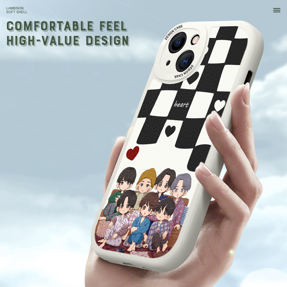 Jizetin for OPPO A31 2020 Back Cover BTS Group Lambskin Texture PU