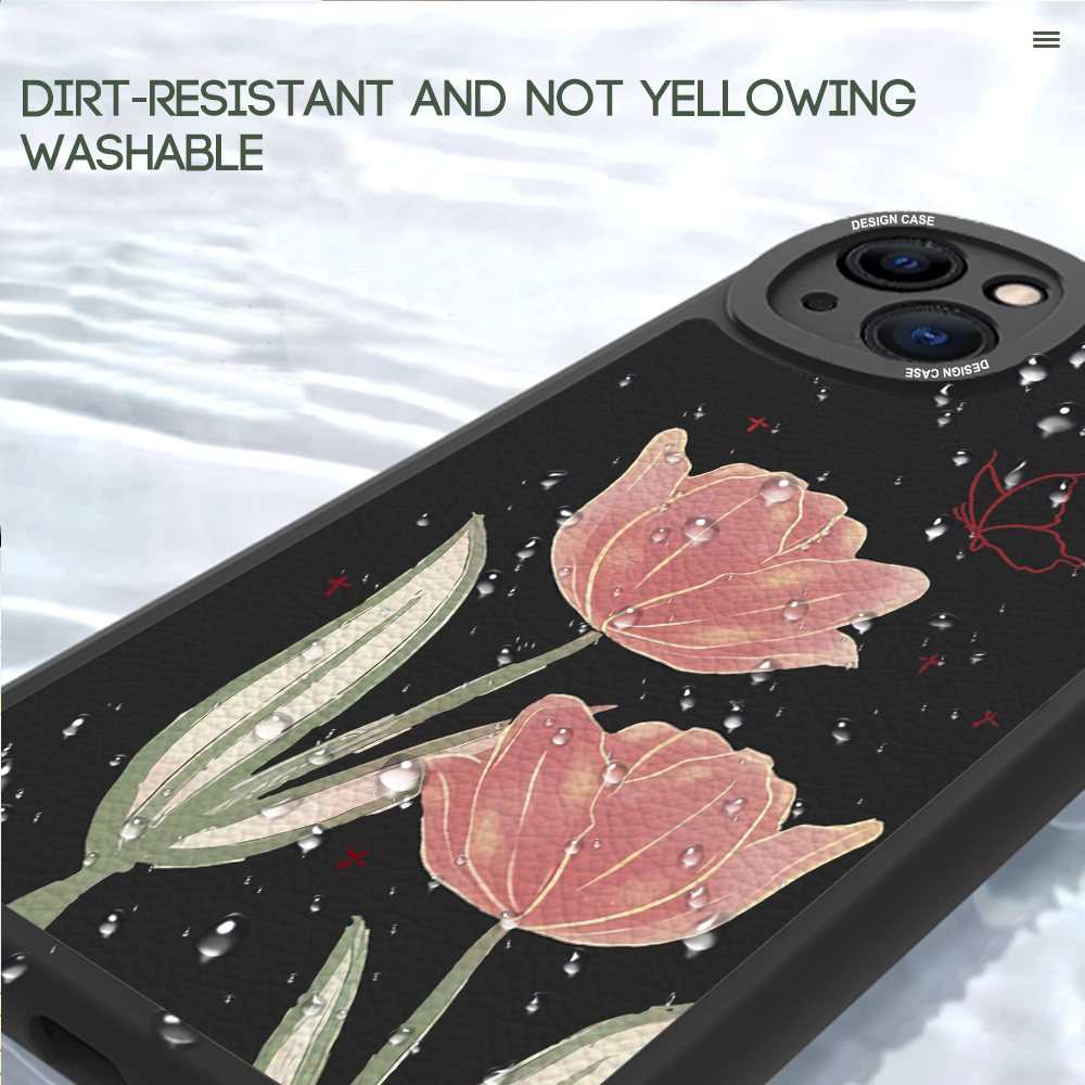 Hontinga for Realme 4G Pro Back Cover PU Leather Pink Flowers