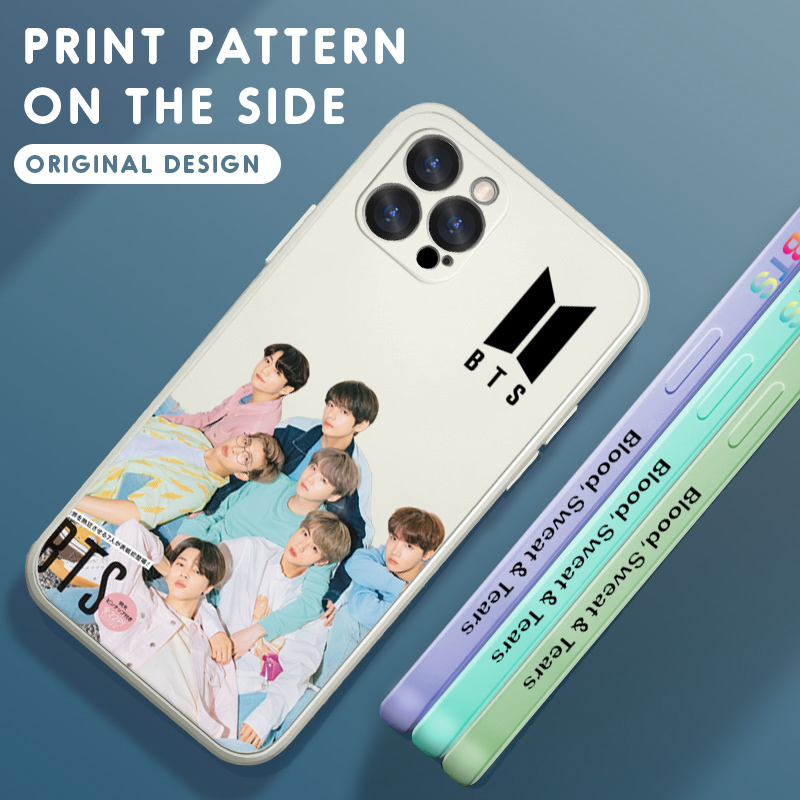 Hontinga for Redmi Note Pro Back Cover Fashion Cool BTS Side Design Case  Square Edge Liquid Silicone Phone Case