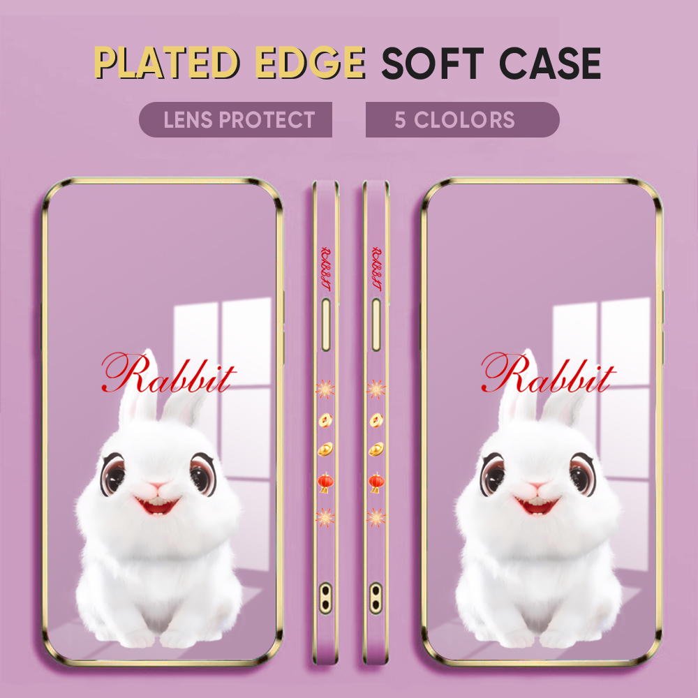 TA for Realme Back Cover Free Lanyard Cute Rabbit Luxury 6D