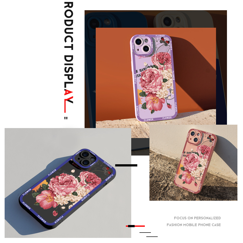 DEL for Samsung A21S Back Cover Beautiful Red Flowers Phone Case