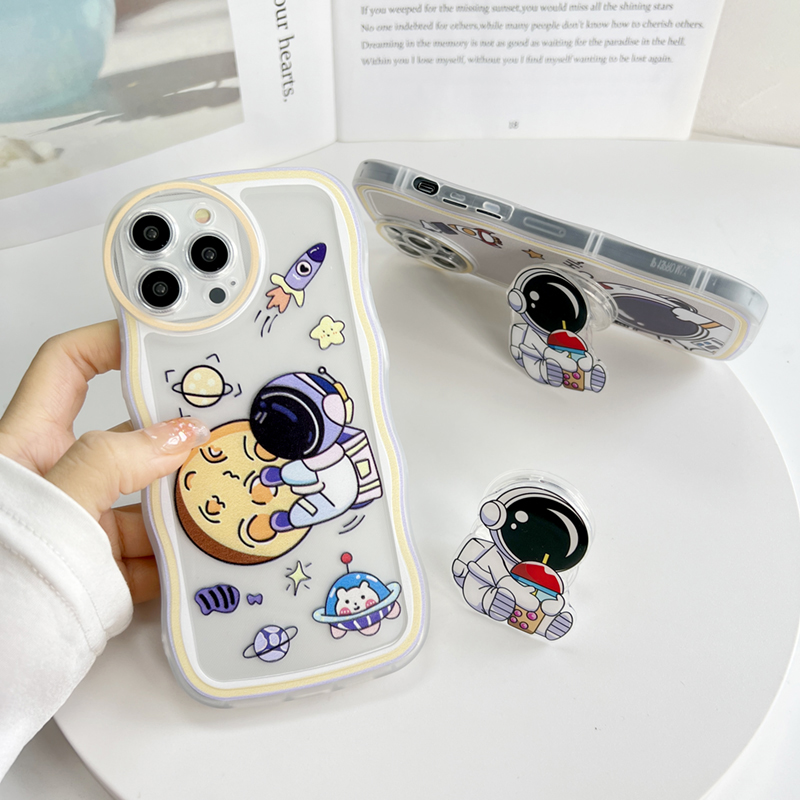 Jizetin for iPhone 12 Mini Back Cover Free Pop Socket Astronaut
